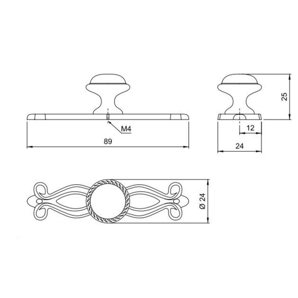 Starý kabinetový knoflík - Ø24mm - starožitná mosaz