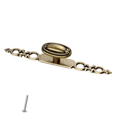 Starý kovový knoflík na skříň - oválný - 22 mm - starožitná mosaz