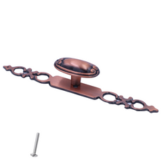 Starý kovový knoflík na skříň - oválný - 22 mm - starožitná měď