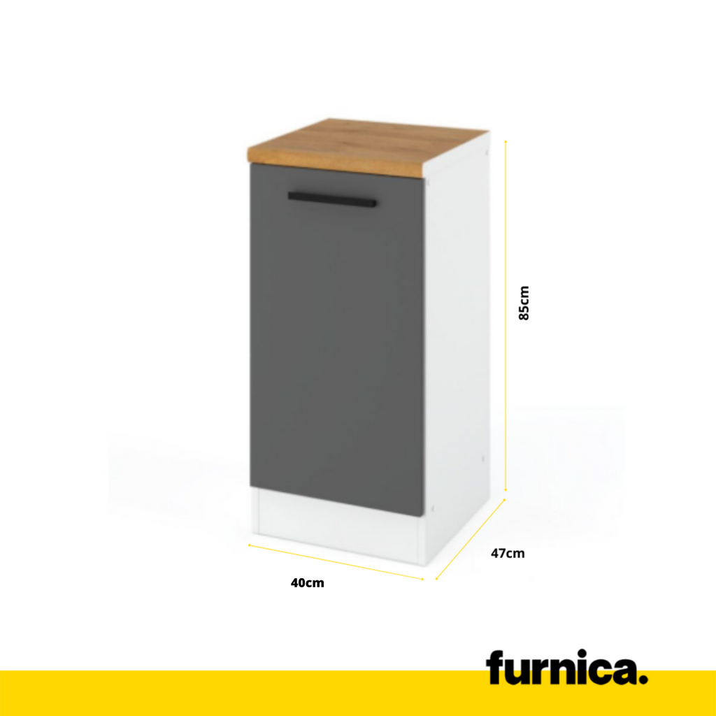 RENO - Kuchyňská sestava - antracit / bílá matná s pracovní deskou - 8 jednotek - 260 cm