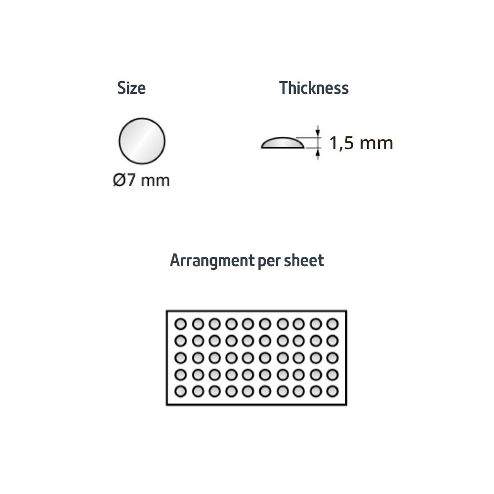 Bumper na dveře skříně - samolepící silikon 7x1.5mm - 50 kusů