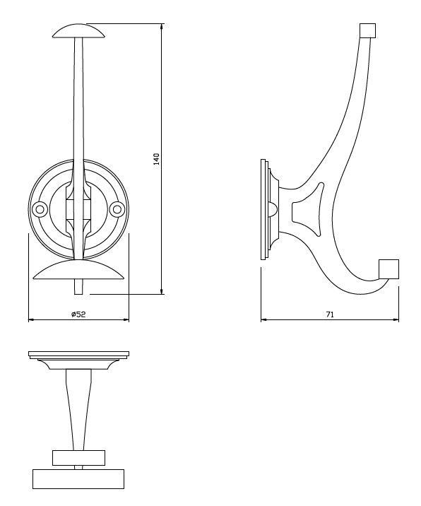 Dvojitý háček na klobouky a kabáty - 140 mm - černý