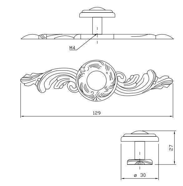Starý kabinetový knoflík - Ø30mm - starožitná mosaz