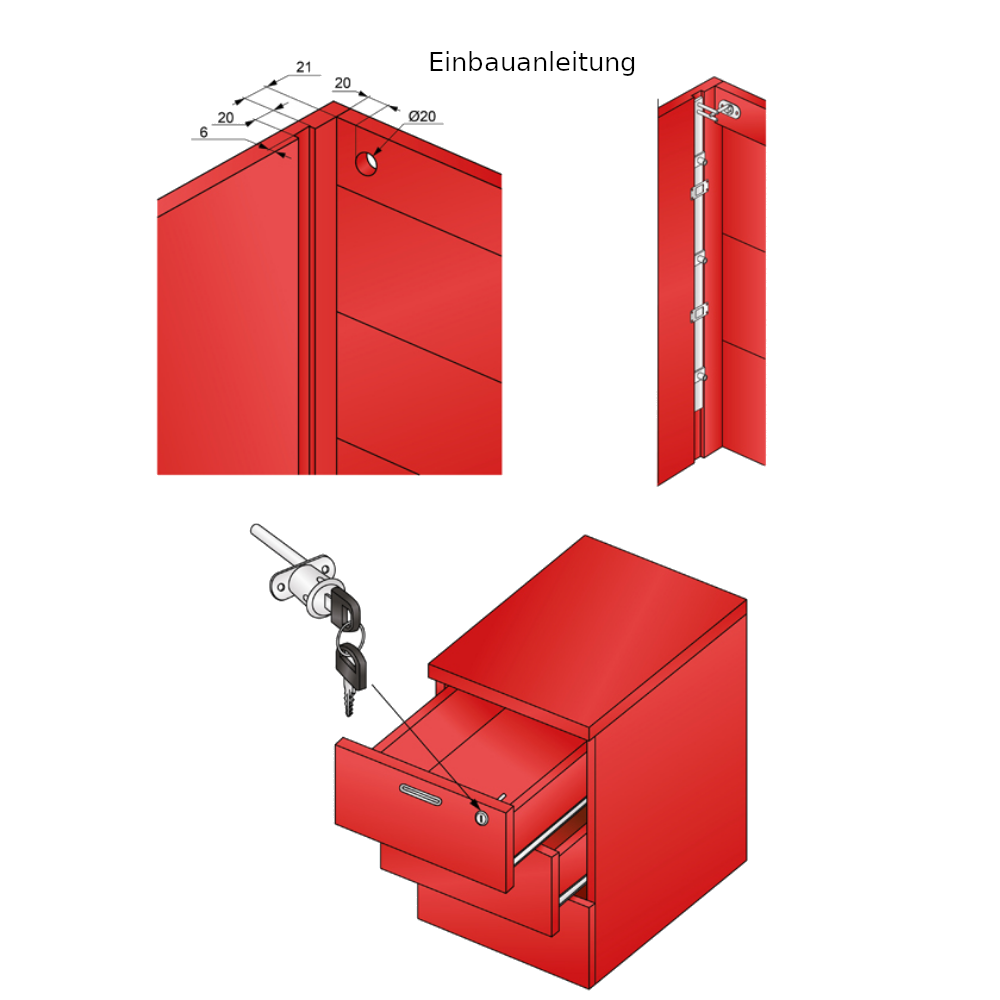 Centrální zámek pro 3 zásuvky 19x20mm, 500mm páska, chrom