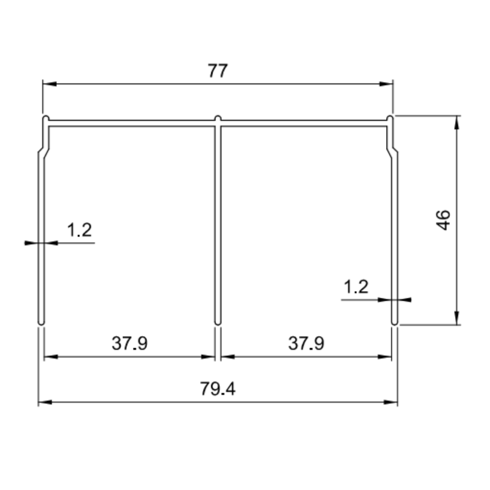 Dvojitá horní hliníková kolejnice 560 cm - šampaňská anodizace