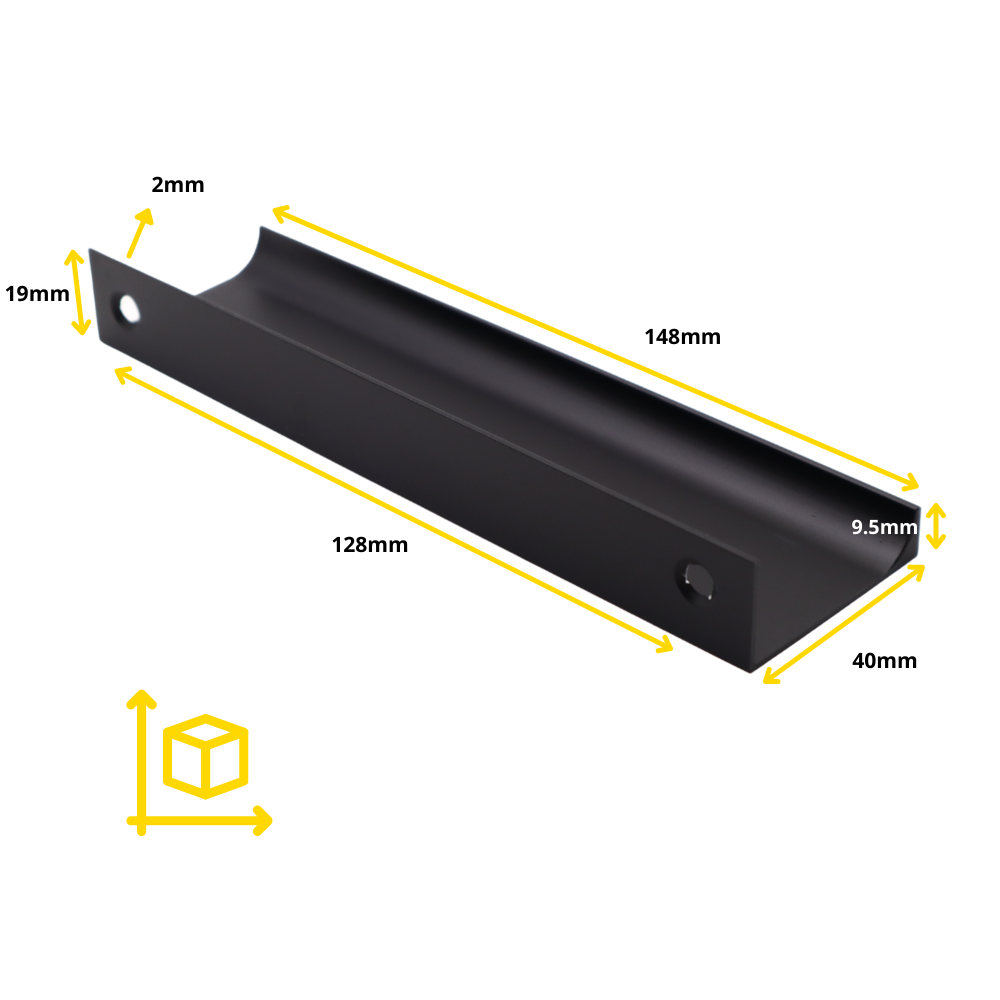 Profilová rukojeť Edge Grip o délce 128 mm (celková délka 148 mm) - černá.