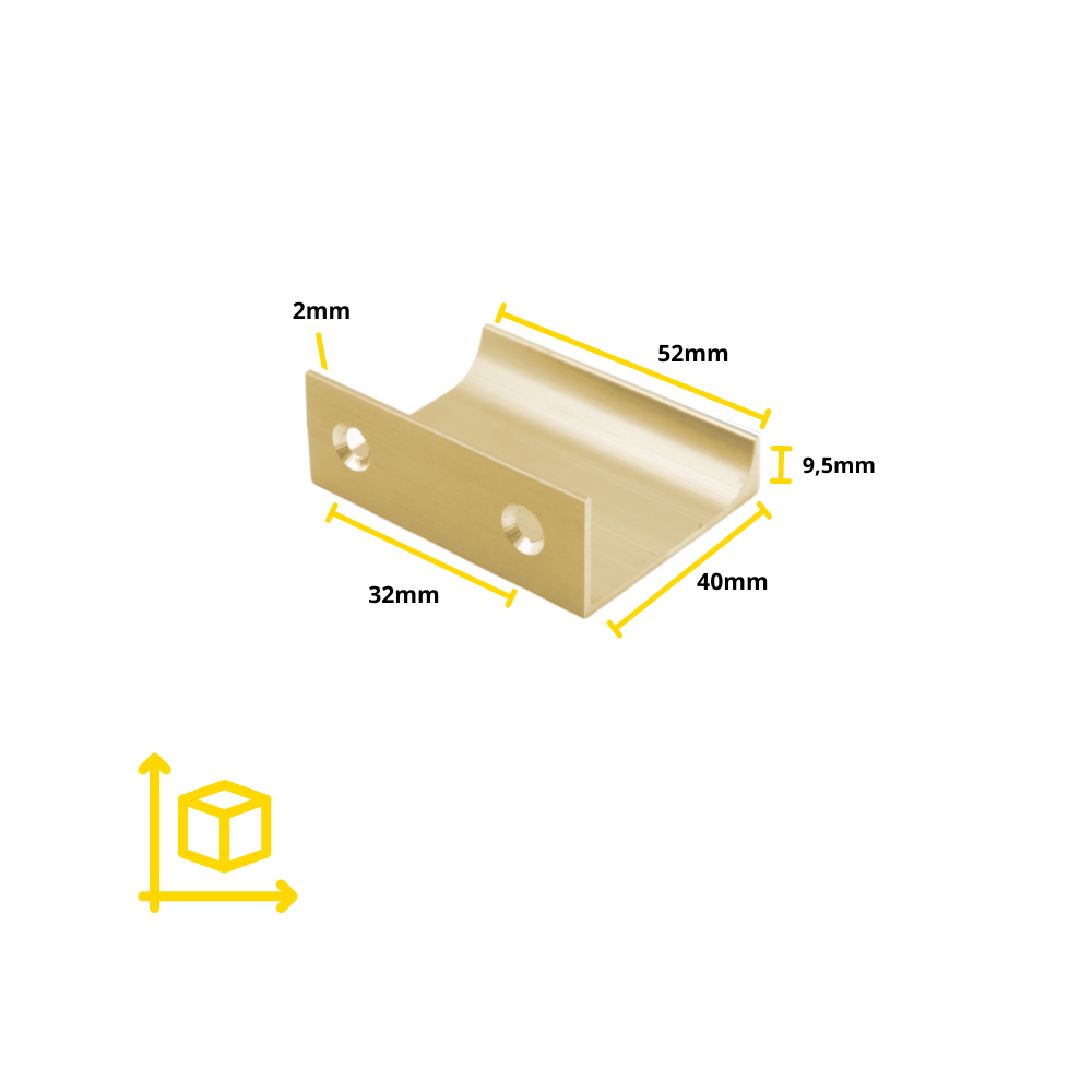 Profil rukojeti Edge Grip 32 mm (celková délka 52 mm) - Zlatá