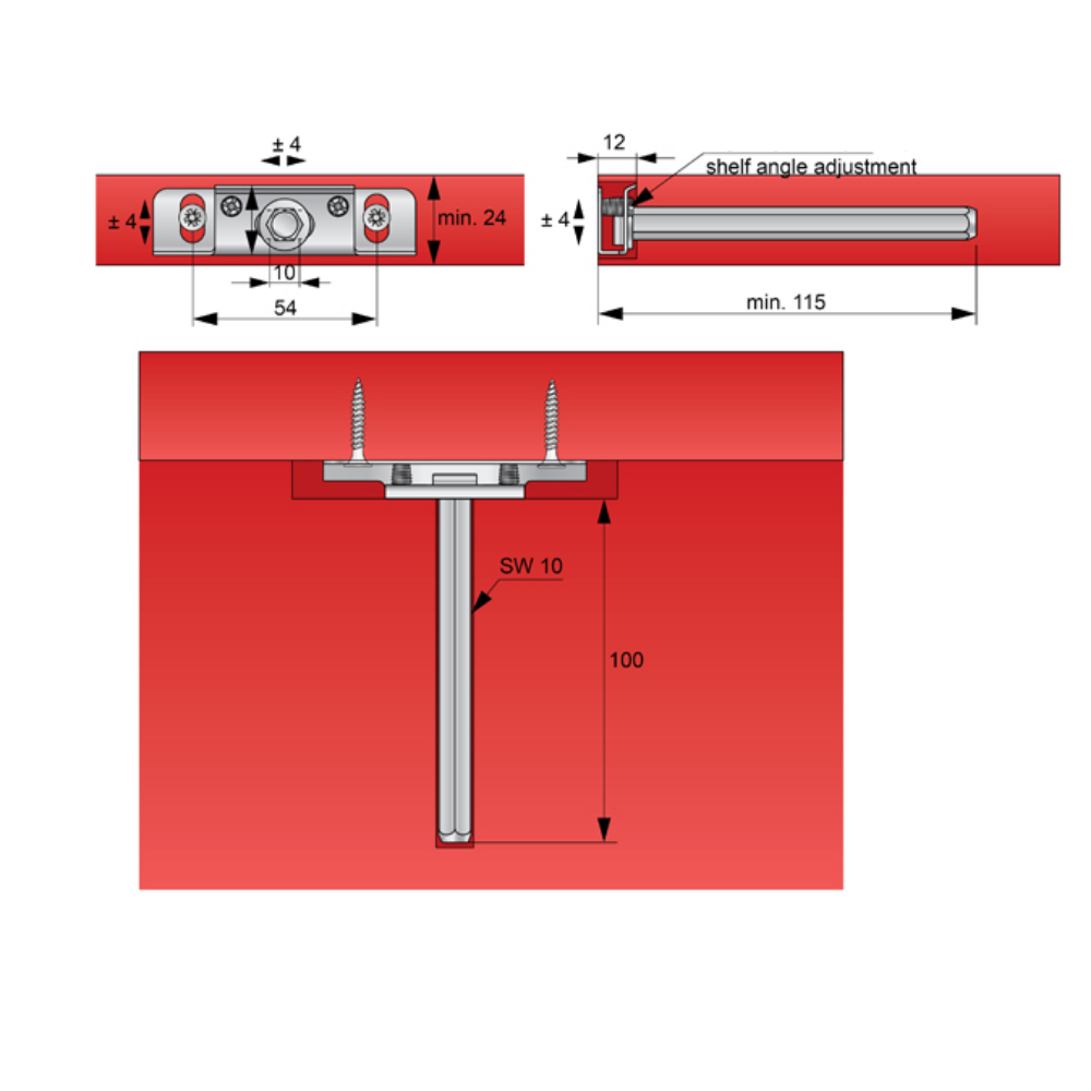 Podpěra pro plovoucí polici (skrytá)