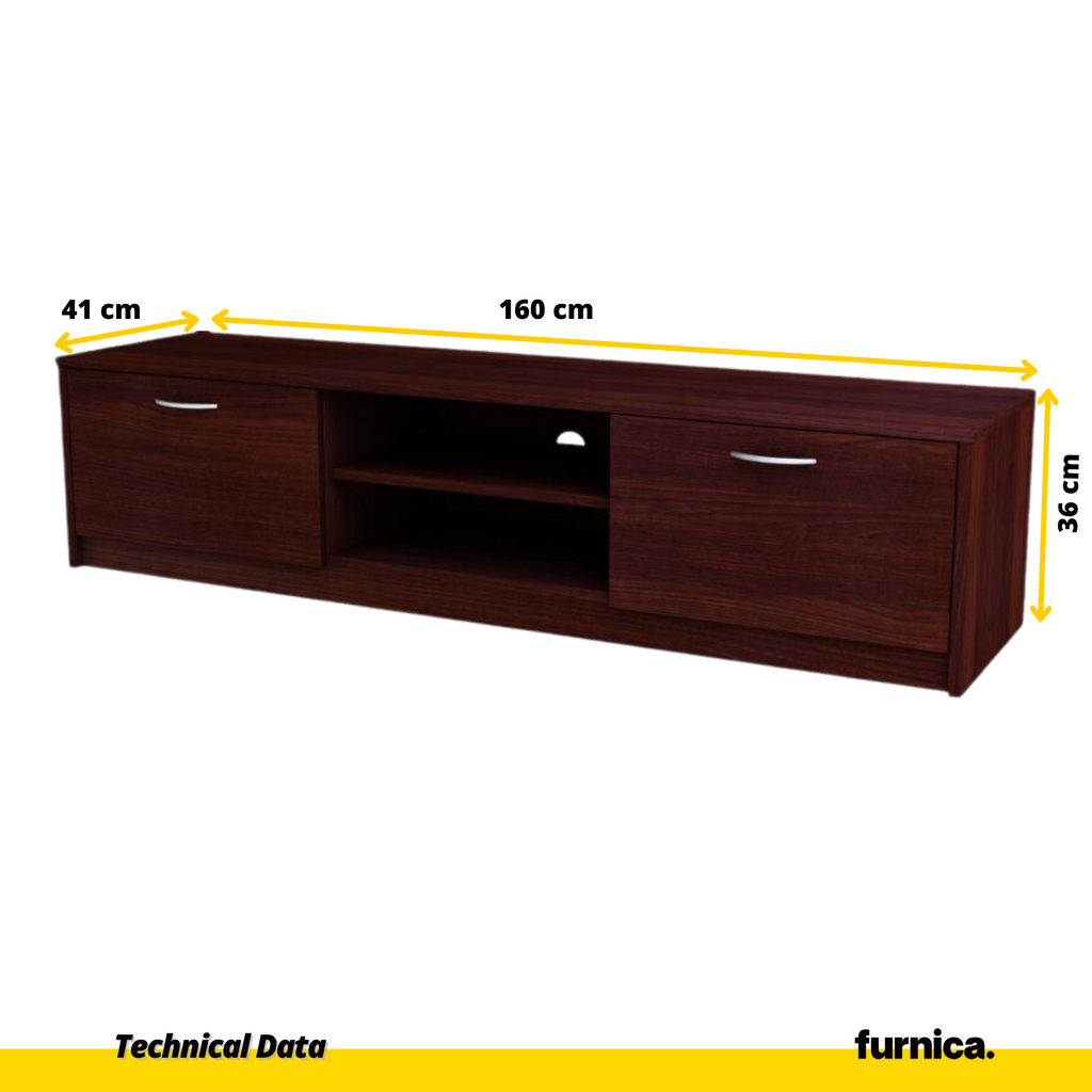 JANE - TV stojan se 2 dveřmi a 1 poličkou - Wenge H36cm W160cm D41cm
