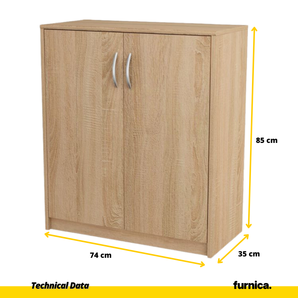 JULIA - Skříňka s policemi - 2 dveře - Sonoma dub H85cm Š74cm H35cm