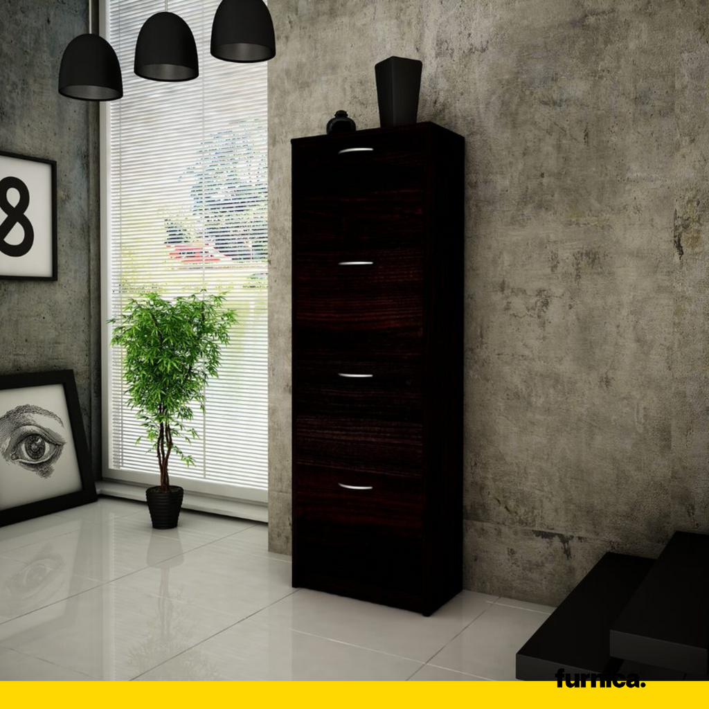 JULIA - Botník na boty - 4 patra úložného prostoru - Wenge - V152cm Š50cm H28cm