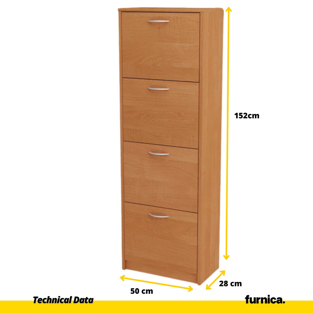 JULIA - Botník na boty - 4 patra úložného prostoru - Olše H152cm Š50cm Hl28cm