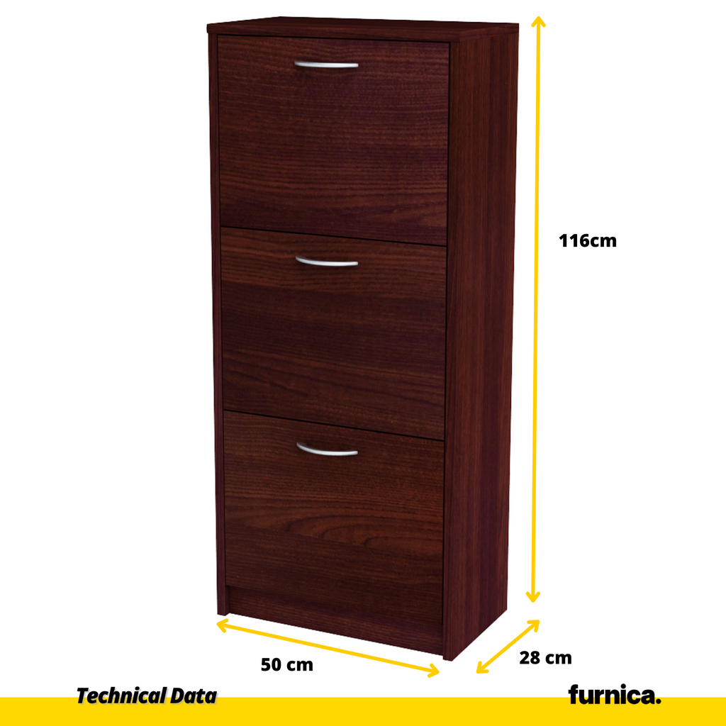 JULIA - Botník na boty - 3 patra úložného prostoru - Wenge - V116cm Š50cm H28cm