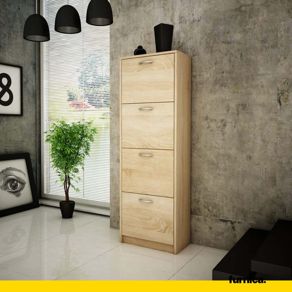 JULIA - Botník na boty - 4 patra úložného prostoru - Sonoma dub - Výška 152 cm, šířka 50 cm, hloubka 28 cm.