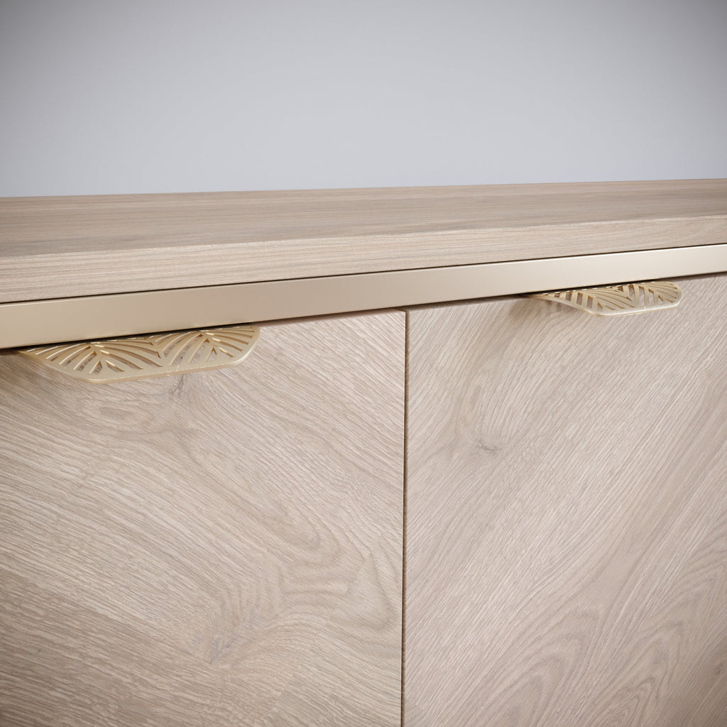 LEAF Edge Pull Nábytková rukojeť 64 mm (celková délka 118 mm) - Mosazná zlatá