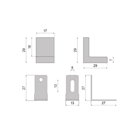 Kovový nábytkový úhel s plastovým krytem - šedý (2) – Furnica