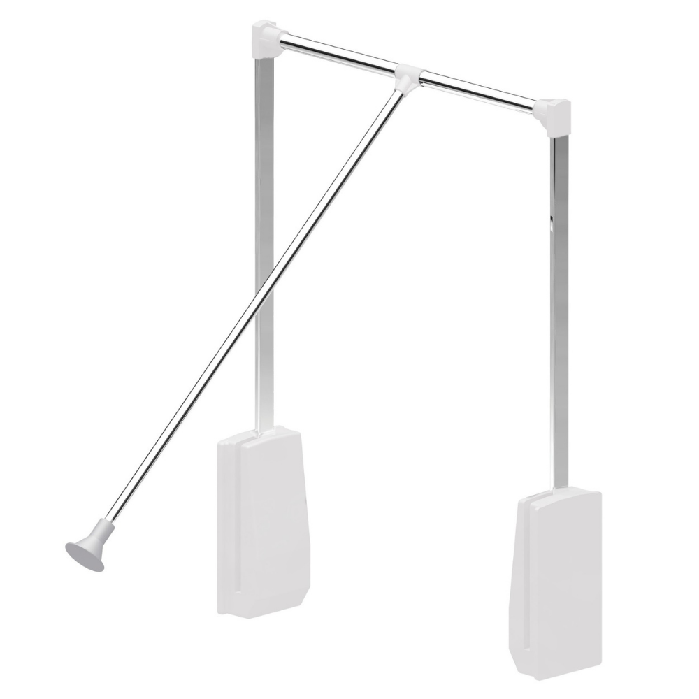 Výsuvná šatní tyč 600-830mm - chrom/bílá