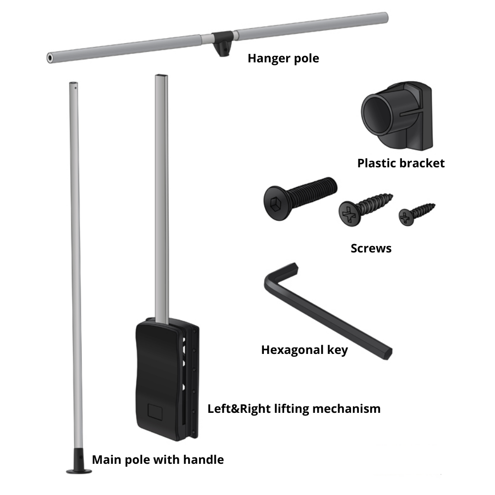 Výsuvná šatní tyč 830-1150mm - chrom/bílá