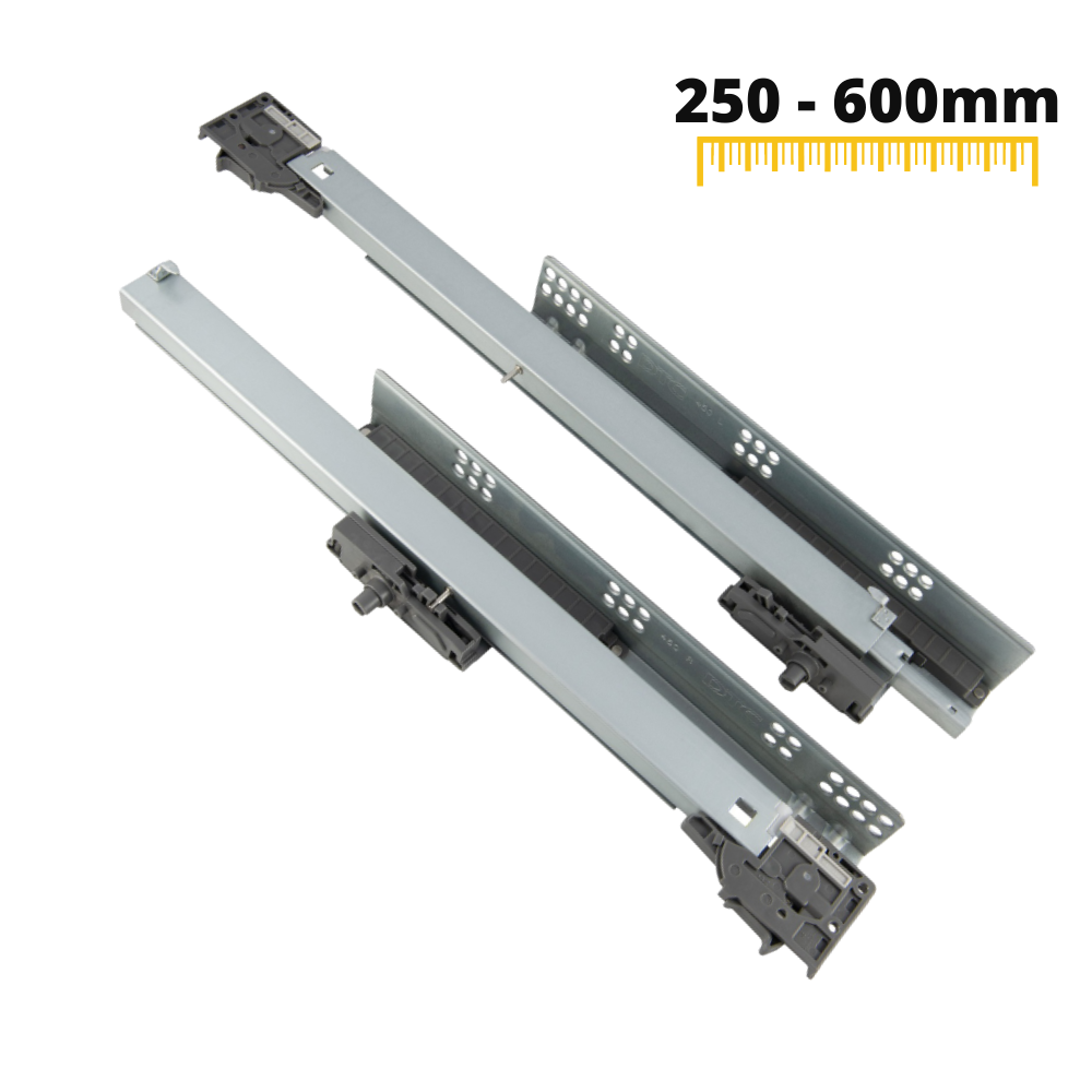 Sada skrytých podpěr s push-to-open funkcí, plně vysouvací