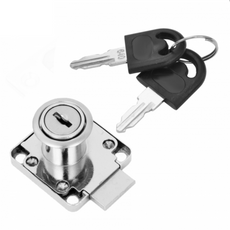 Čtvercový nábytek zámek 19x22mm, verze s identickým klíčem, chromovaný.