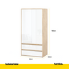 JOELLE - Skříň se 2 dveřmi a 2 zásuvkami - Sonoma dub / bílý lesk H180cm Š90cm H50cm