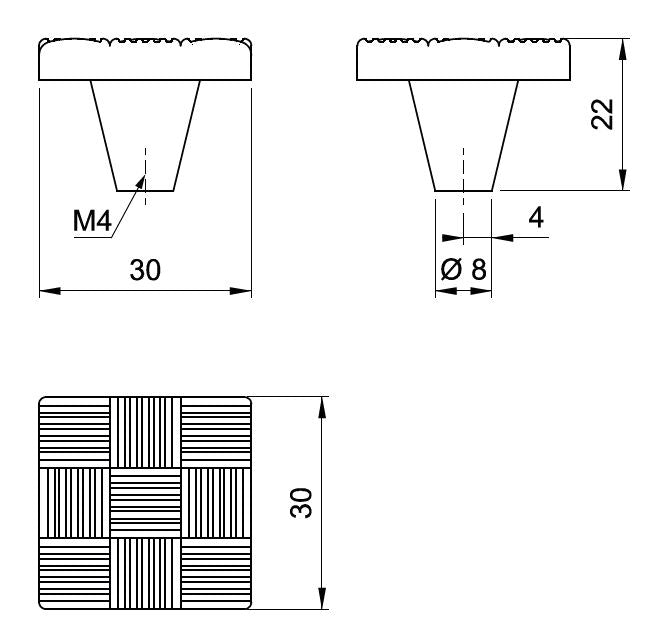 Starý kovový knoflík na skříňku - 30 mm x 30 mm - starožitná mosaz
