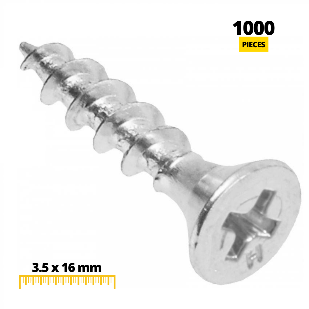 Dřevěné šrouby PH2 3,5x16mm bílý zinek (1000 ks)