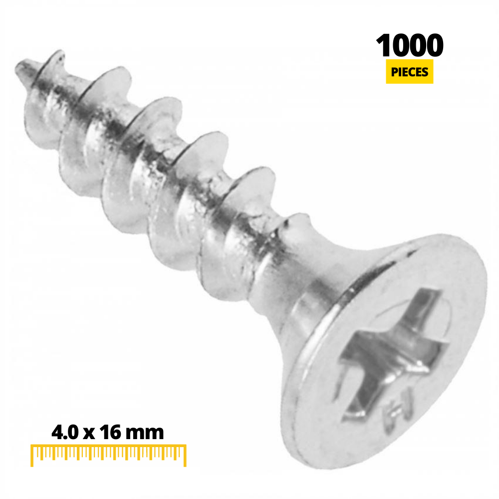 Dřevěné šrouby PH2 4,0x16 mm bílý zinek (1000 ks)