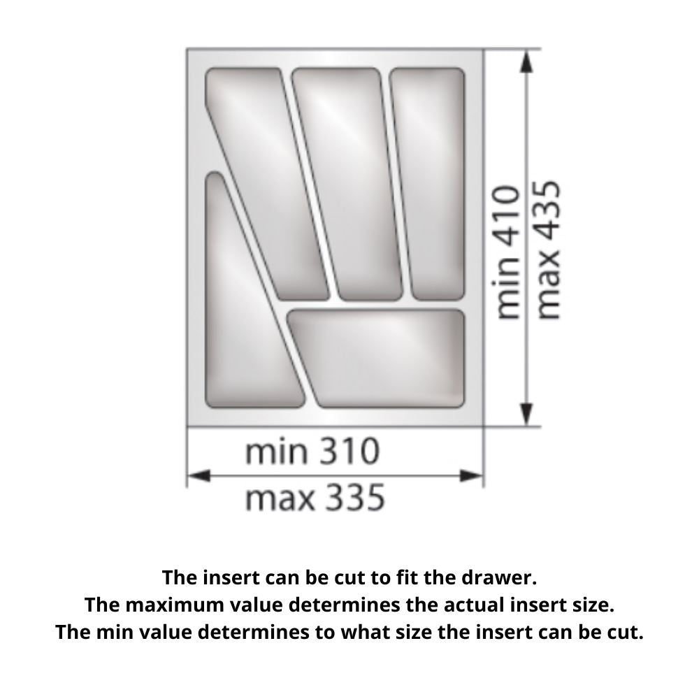 Přihrádka na příbory do zásuvky, šířka skříně: 400 mm, hloubka: 430 mm - kovová