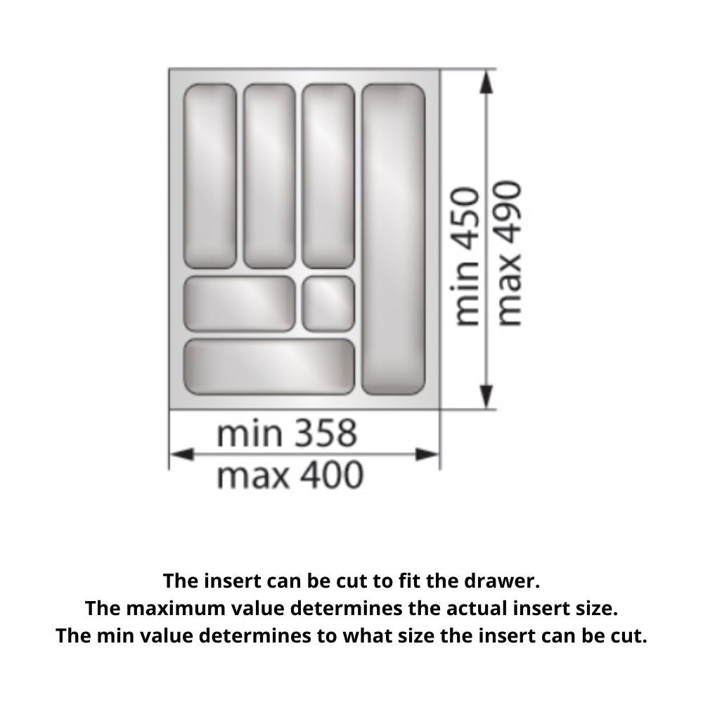 Přihrádka na příbory do zásuvky, šířka skříně: 450 mm, hloubka: 490 mm - bílá.