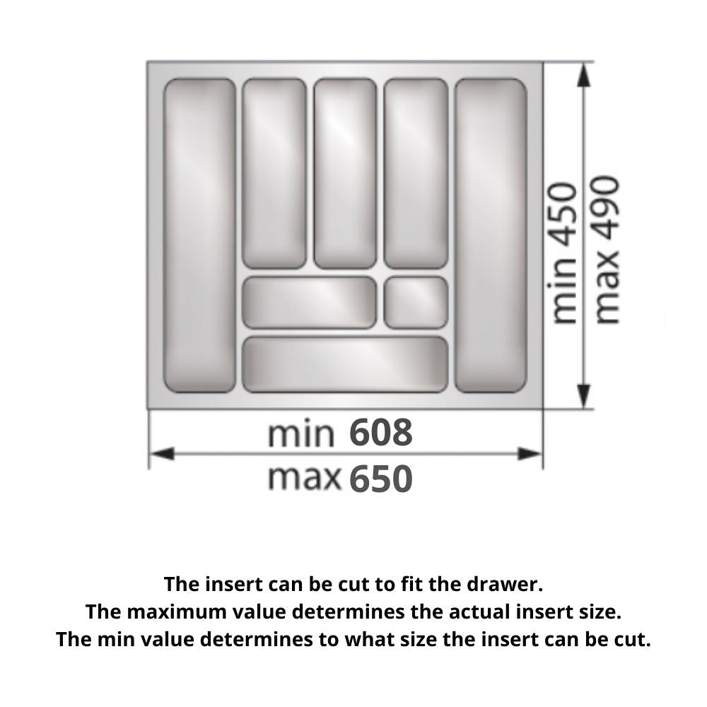 Přihrádka na příbory do zásuvky, šířka skříně: 700 mm, hloubka: 490 mm - bílá.