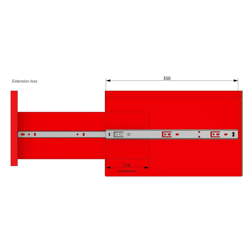 Výsuvné lišty s kuličkovými ložisky 350 mm - H27 (pravá a levá strana)