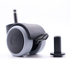 Nábytek s gumovým otočným kolečkem s montážním špendlíkem 8 mm, brzdou a pouzdrem Ø50 mm.