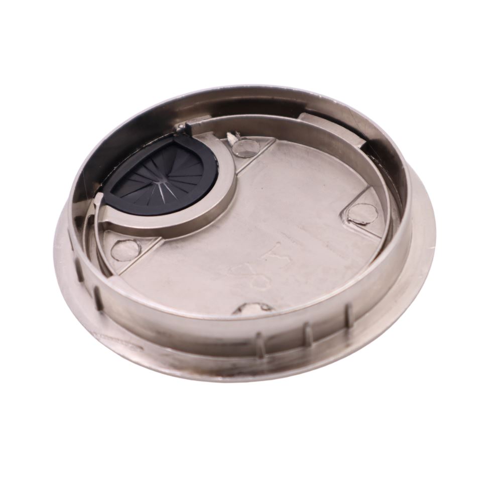 Kovový kabelový gromet s gumovým otvorem - kartáčovaná ocel Ø80mm