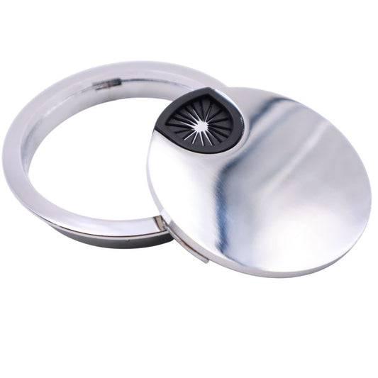Kovový kabelový gromet s gumovým otvorem - chrom Ø80mm (2) – Furnica