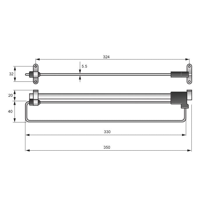 Pull Out Wardrobe Rail 350mm - Chrome NTP