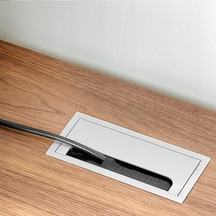 Obdélníkový hliníkový kabelový průchod 160x80mm, stříbrný "Vlna"