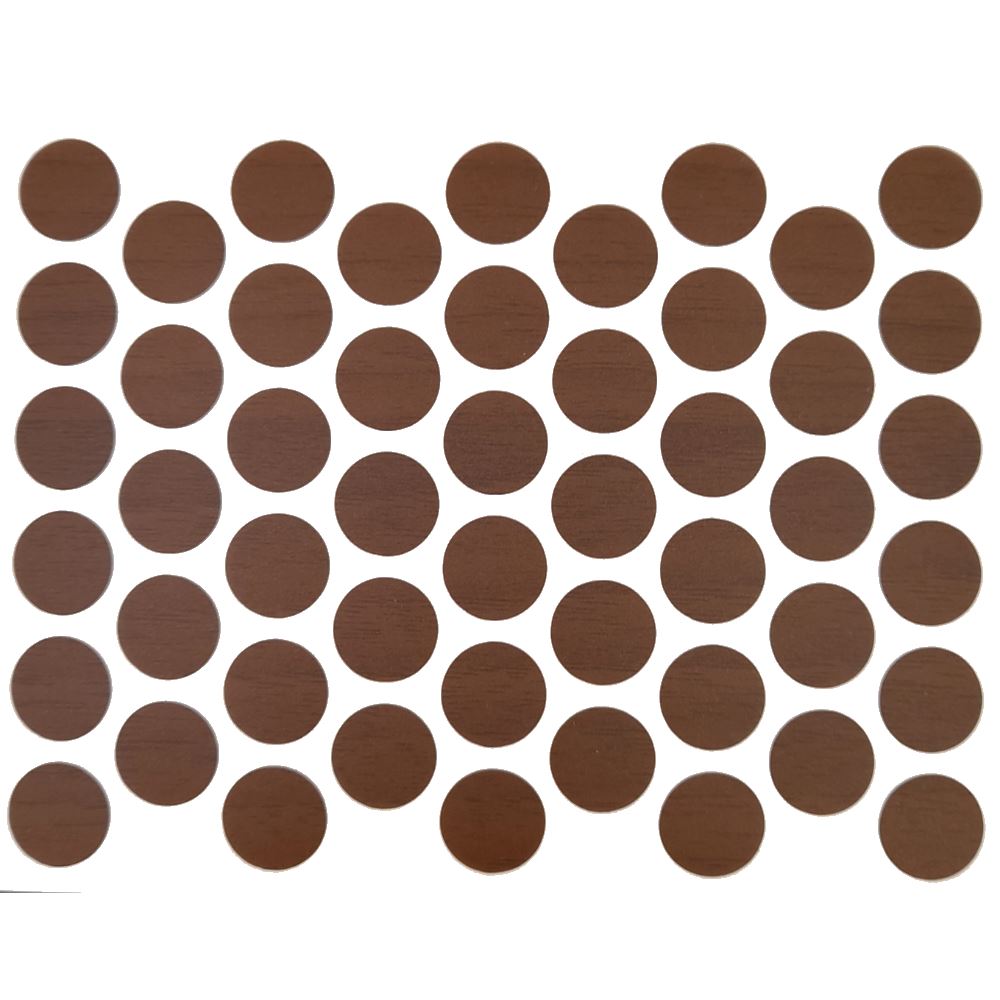 Samolepící krytky na šrouby - tmavý ořech 14 mm