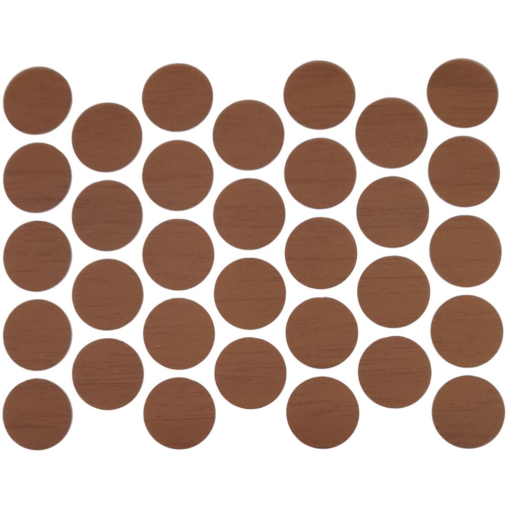 Samolepící krytky na šrouby - tmavý ořech 18 mm