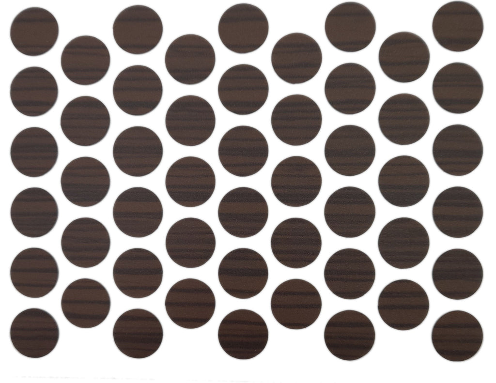 Samolepící krytky na šrouby - tmavý zebrano 14 mm