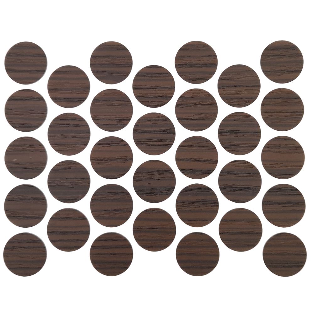 Samolepící krytky na šrouby - tmavý zebrano 18 mm