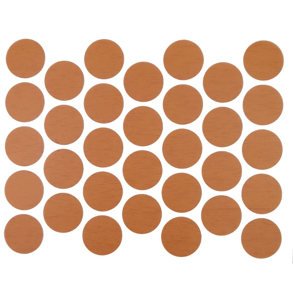 Samolepící krytky na šrouby - světlý ořech 18 mm