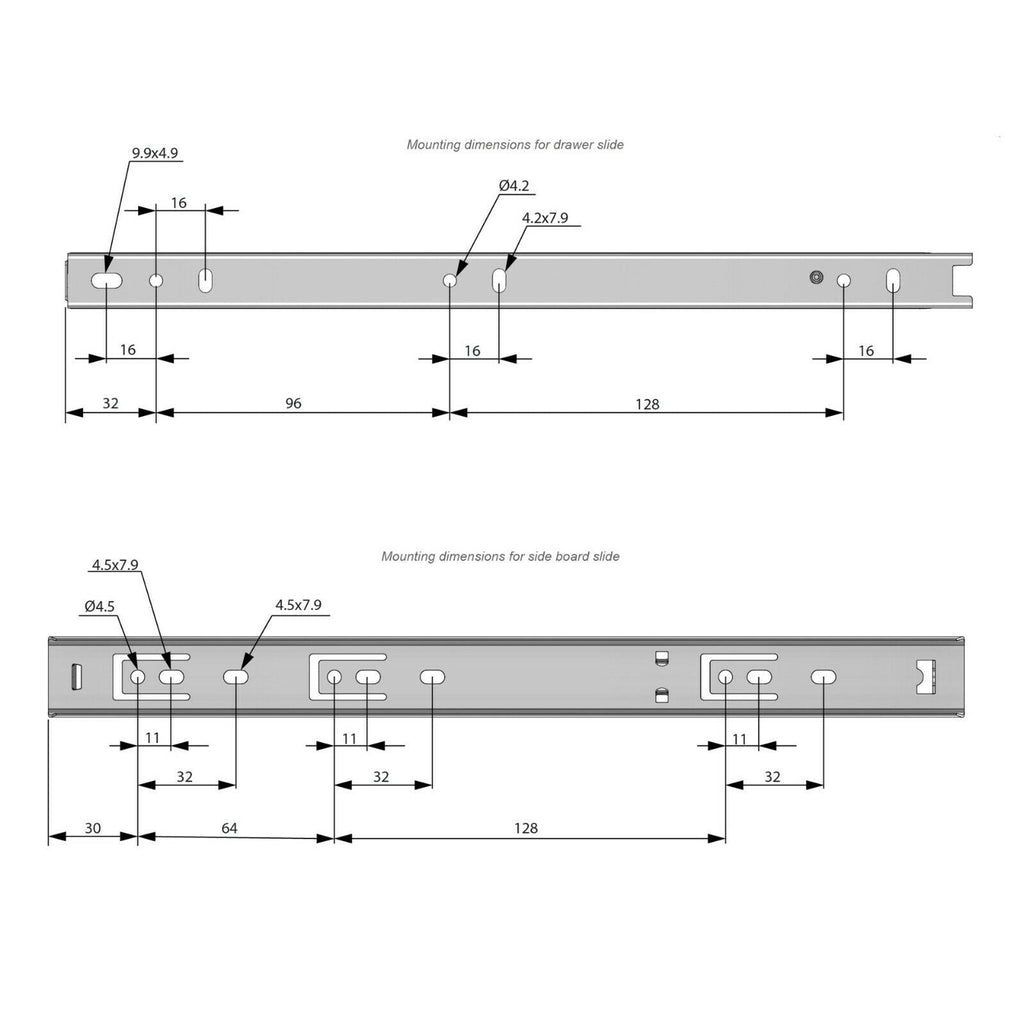 Sada kuličkových výsuvů (levý a pravý), H27