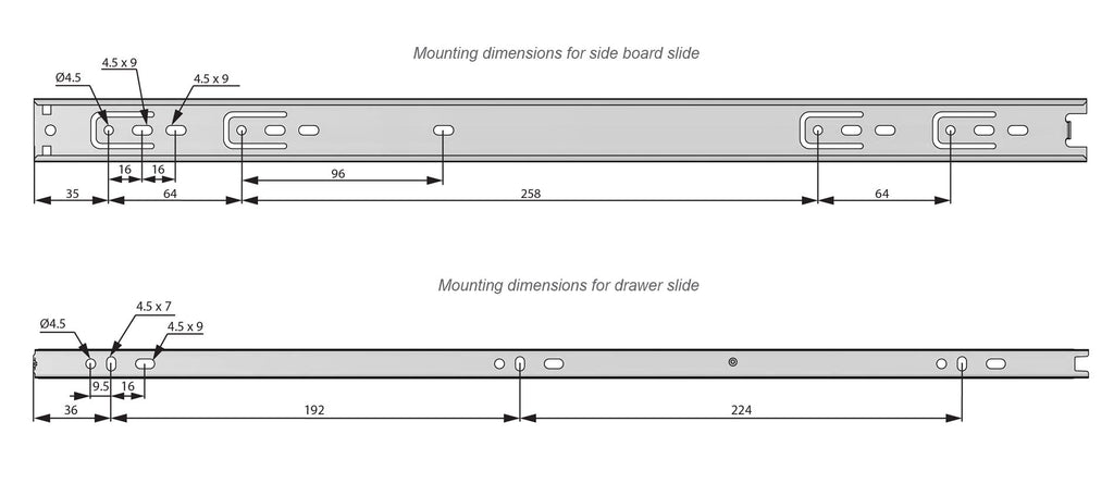 Sada kuličkových výsuvů (levý a pravý), H30
