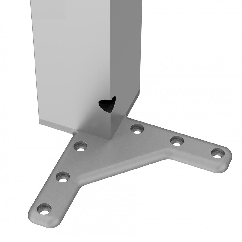 Čtvercová noha nábytku 710 mm, saténová, montážní deska ZnAl