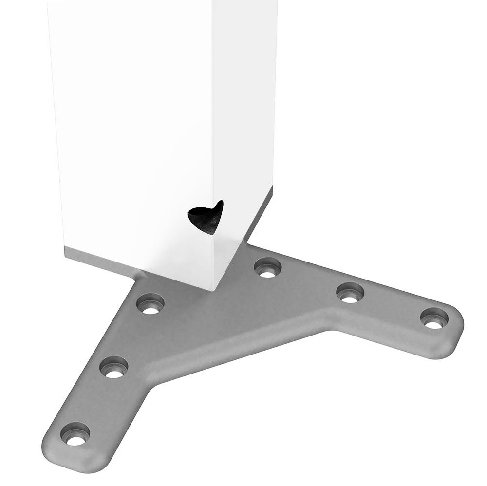 Čtvercová noha nábytku 710 mm, bílá, montážní deska ZnAl