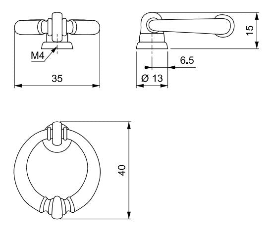 Starý kabinetový knoflík - Ø13mm - starožitná mosaz