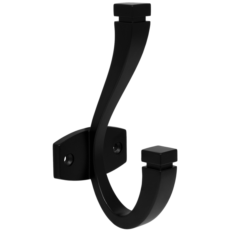 Dvojitý háček na klobouky a kabáty - 128 mm - černý