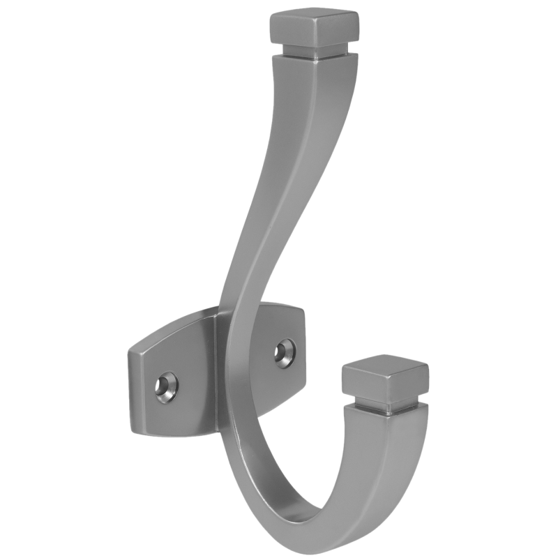 Dvojitý háček na klobouky a kabáty - 128 mm - stříbrný