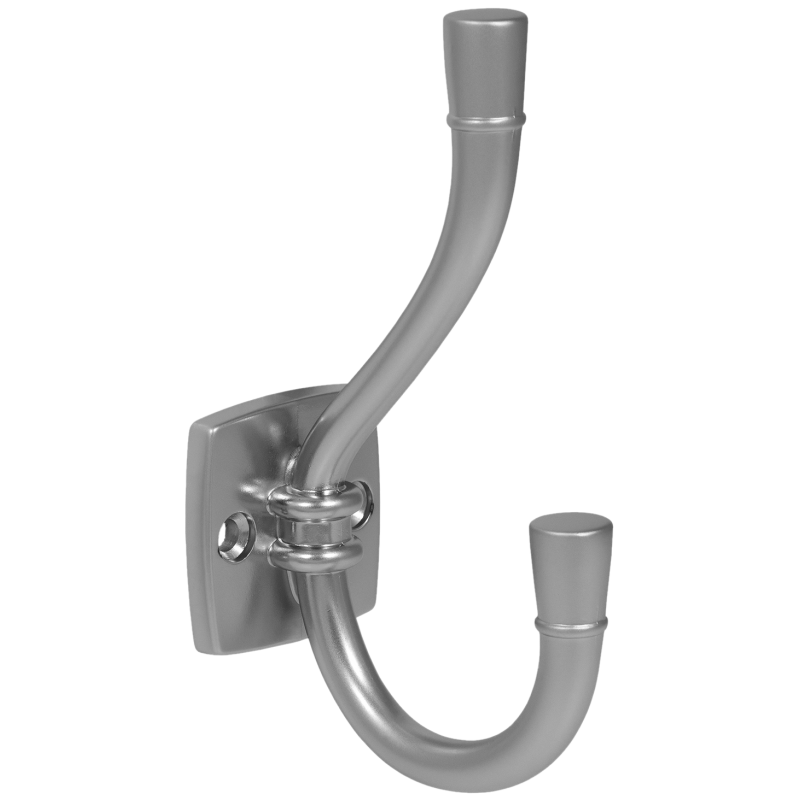 Dvojitý háček na klobouk a kabát - 115 mm - stříbrný